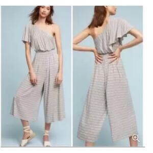 Anthropologie Maeve Jamie One Shoulder Wide Leg Jumpsuit Womens Resortwear sz M